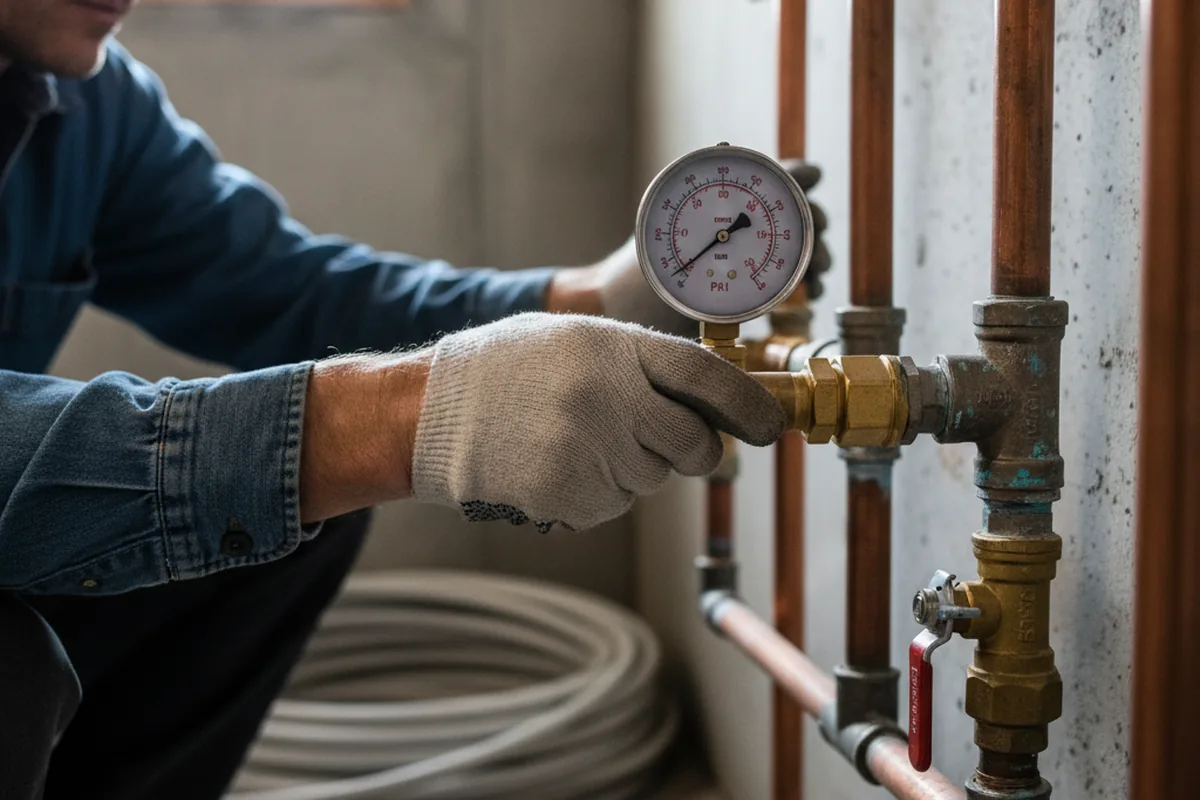 Pressure testing a repaired line during Water Line Repair in West Alton